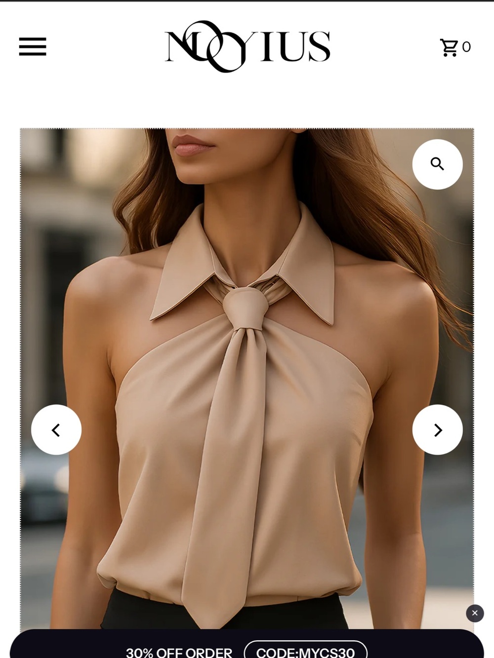 Mooyius Khaki Sleeveless Halter Tie-Neck Blouse – Never Worn